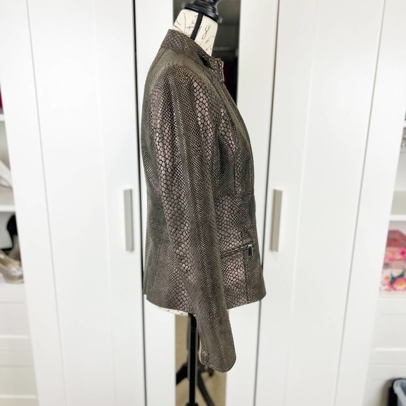 Alfani Leather Moto Jacket Snake Embossed Print - Picture 8 of 10